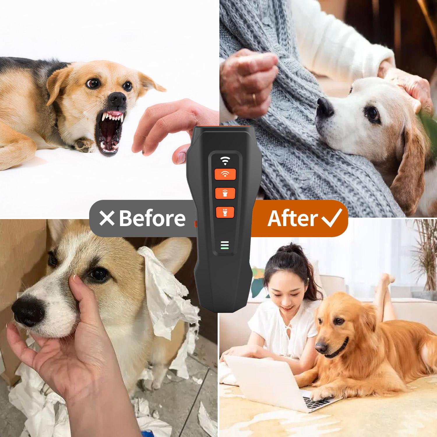 Ultrasonic Dog Bark Control Device with LED Light – Humane Anti Bark Trainer for Dogs, 25ft Range, Portable & Rechargeable