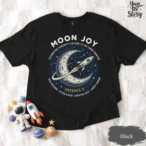 [SALE OFF] Moon Joy Artemis II Shirt Lunar Mission Tee, Crewed Moon Flyby Graphic Top, Humanity Returns to the Moon Gift
