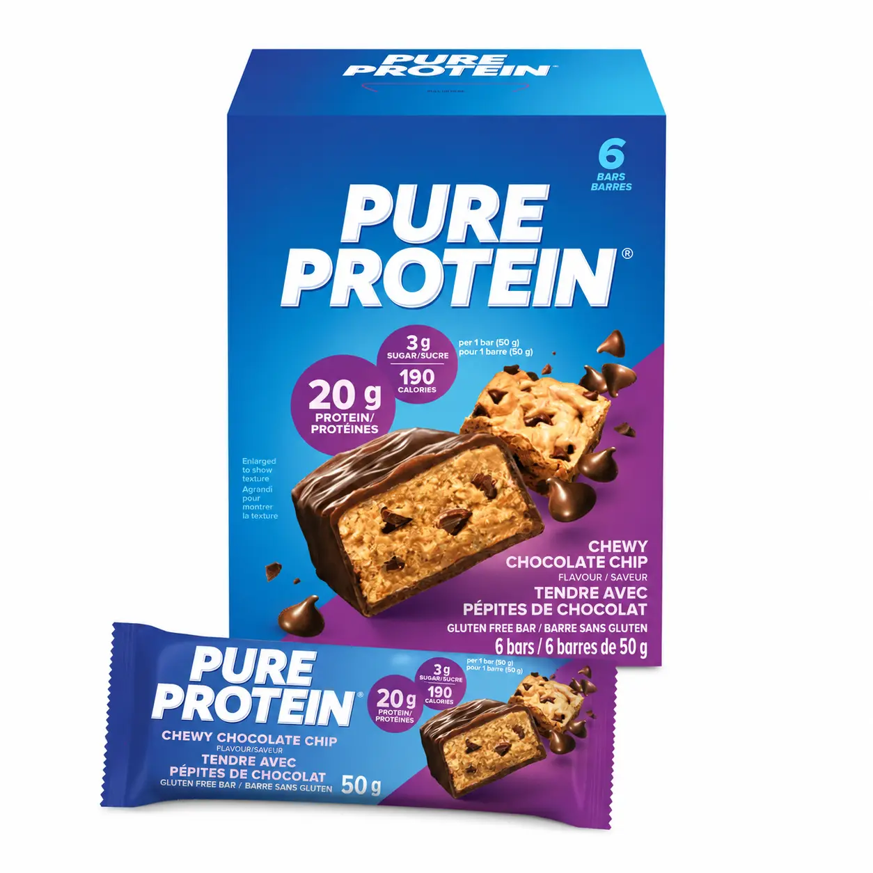 Pure Protein Bars, Gluten-Free Chewy Chocolate Chip Snacks, Healthy Snacks (1.76 oz)