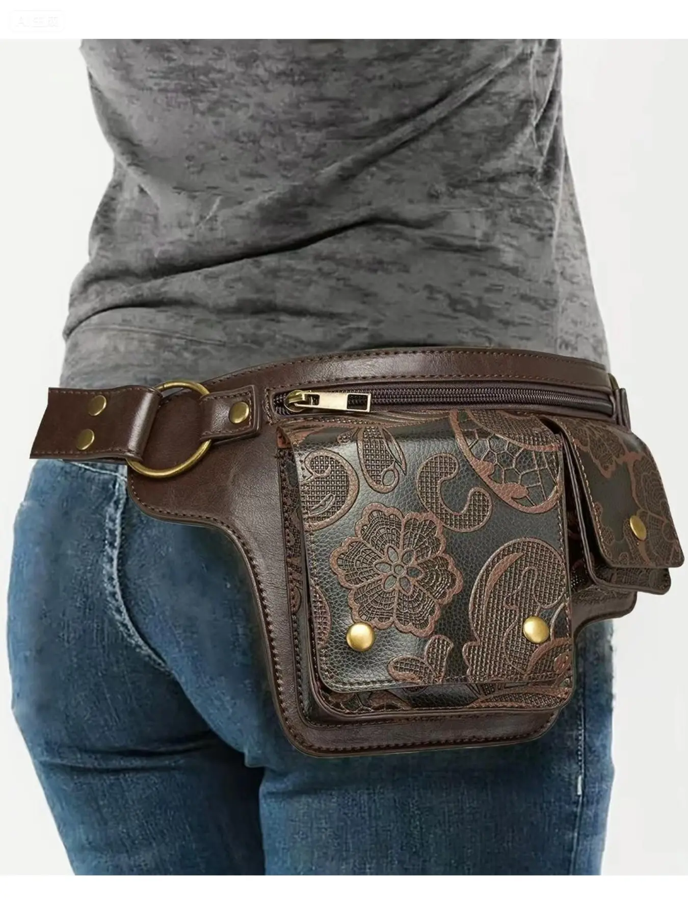 Vintage Motorcycle-Style Sports Waist Pack, Adjustable Crossbody Fanny Pack with Zipper, Unisex Retro Classic Belt Bag for Travel and Daily Use