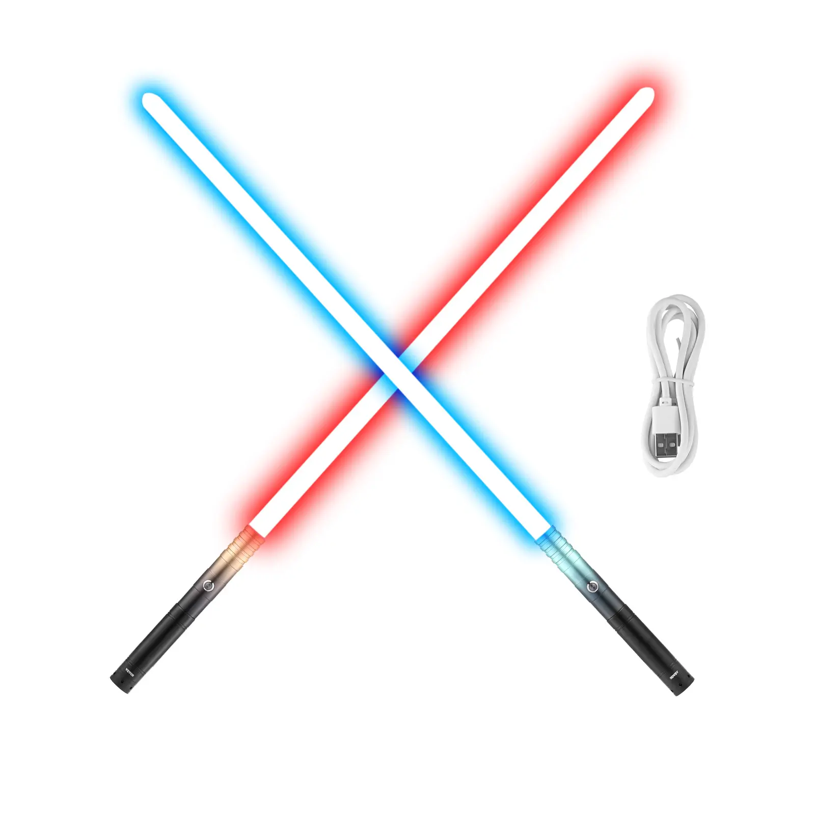 VEVOR 2-Pack LED Sports Duel Lightsaber Set - 12 RGB Colors, 4 Sound Modes, Authentic Feel Aluminum Alloy Handle, USB Rechargeable, Easy Mode Switching, Motion Sensor Lights, Collectibles for 10-12 Years Olds, Cosplay Toy Saber, Led Saber