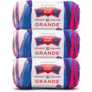 All in One Granny Square Grande Phenomenon Yarn - 3 Pack of 250g/8.8oz - 100% Acrylic - #4 Worsted (Medium) - 440 Yards - Knitting/Crochet