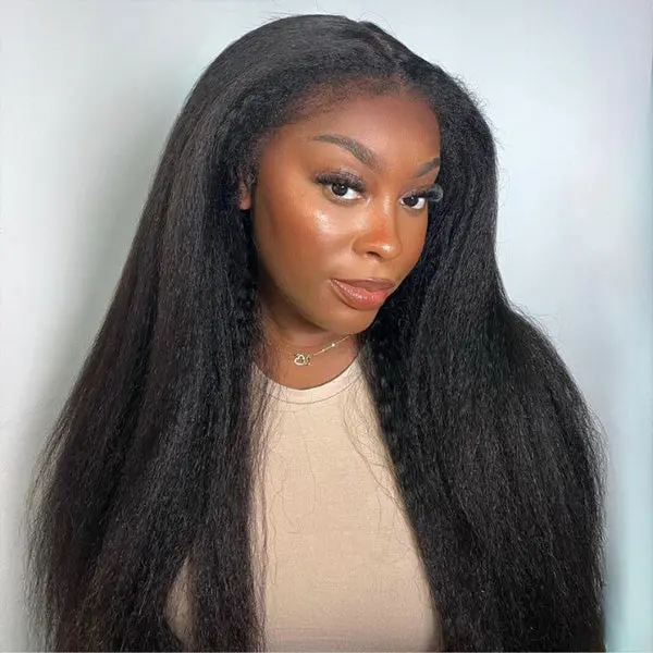 【28”Only $126】Bangjazz Kinky Straight Half Wig With Drawstring Invisible Hairline 180% Density Seamless Flip Over Wig Glueless Human Wigs Beginner Friendly #TikTokShopBlackFriday