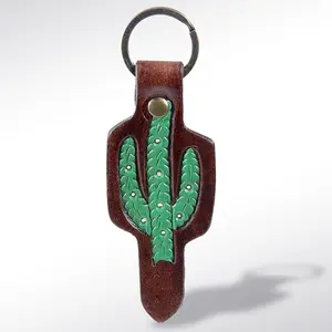 American Darling ADKR161 Hand Tooled Carved Genuine Leather Keyring