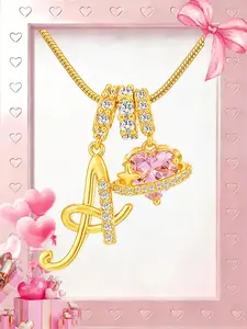 ICED CHICS Art-designed personalized name letter necklace, Initial Heart Necklace, Sparkling CZ Necklace, Cubic Zirconia Necklaces, free of allergenic ingredients, with adjustable size. It is an excellent Valentine's Day gift for women and girls.