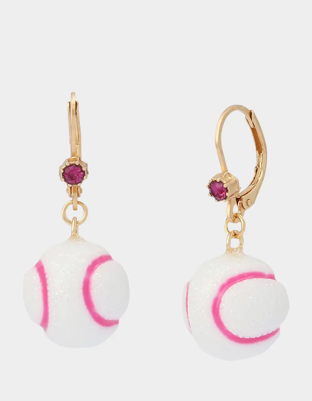 BASEBALL LEVER BACK EARRINGS WHITE