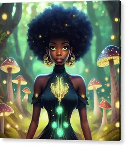 Black Queen In A Mushroom Forest  - Acrylic Print