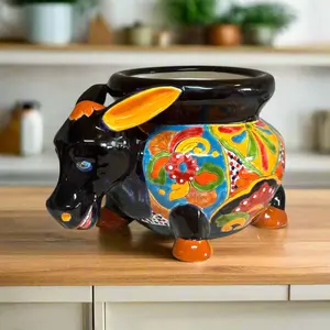 Vibrant Talavera Donkey Planter | Mexican Burro Pottery