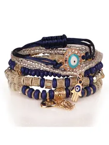 8-color Bohemian evil eye handmade beaded multi-layer elastic bracelet, a hot-selling item in cross-border markets, Stackable bracelets
