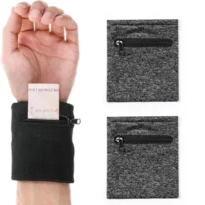 2Counts/Set Lightweight Breathable Trail Running Wrist Bag, Jogging Equipment, Secure Zipper Holds Keys Cash Cards Small Items, Comfortable Wear Long-Time Without Sweating, Ideal for Various Sports Scenes Like Running Cycling Travel Gym Outdoor Activitie