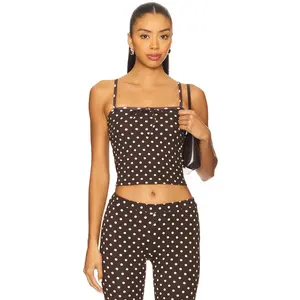 RAT BOI Tie Camisole in Brown Polka Dot