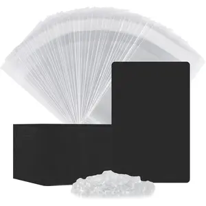 Earring Cards, Set Jewelry Making Supplies with 100 Pcs Earring Holder Cards 200 Pcs Earring Backs and 100 Jewelry Packaging for Earrings Necklace Jewelry Display, Jewelry Bags 3.5x2.4 Inches (Black)