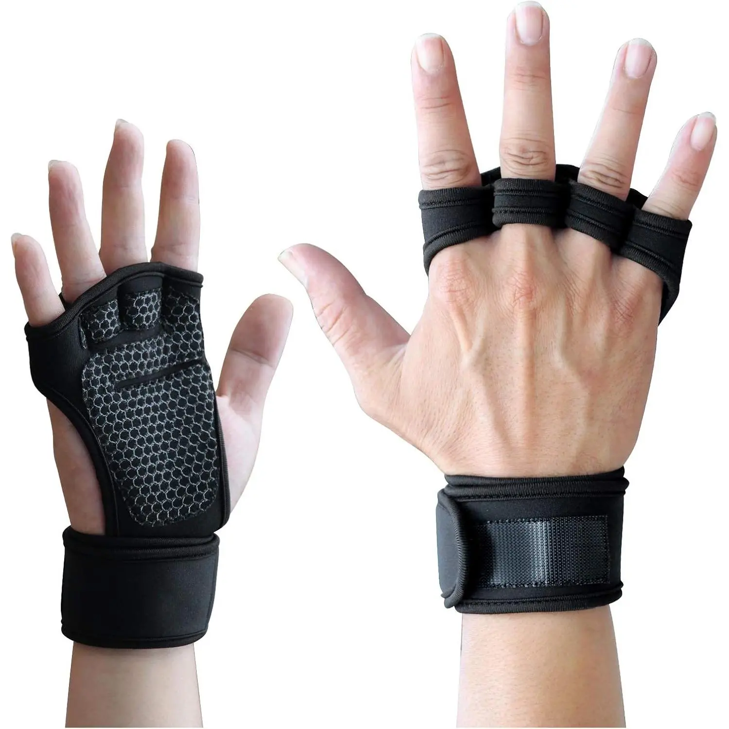 Padded Gym Gloves for Men - Fingerless, Lifting, Protective Styles with Wrist Wraps for Workout Grip Training, Fingerless Sports Gloves, Lifting Sports Gloves
