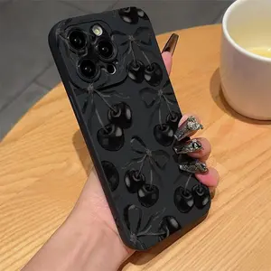 Cartoon Cherry & bowknot pattern phone case, decorative phone protector cover, phone accessories compatible with iPhone 17 Pro Max Plus Air/ 16 15 14 13 12 11 pro Max/Plus,XS Max Xs X