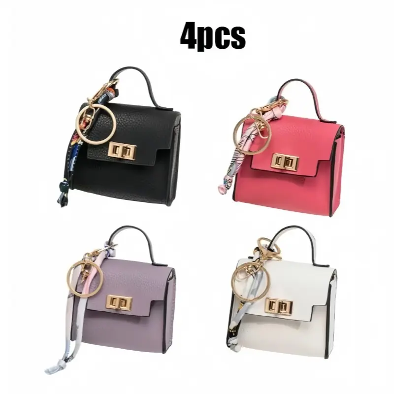 Mini Square Bag Pendant Keychain - High Quality Leather with Colorful Strap, Cute Car Keychain & Bag Charm Accessory, Mini Square Keychain Bag Charm, Leather Pendant with Removable Strap, Cute Car Accessory & Purse Decor,back to school,back to school haul