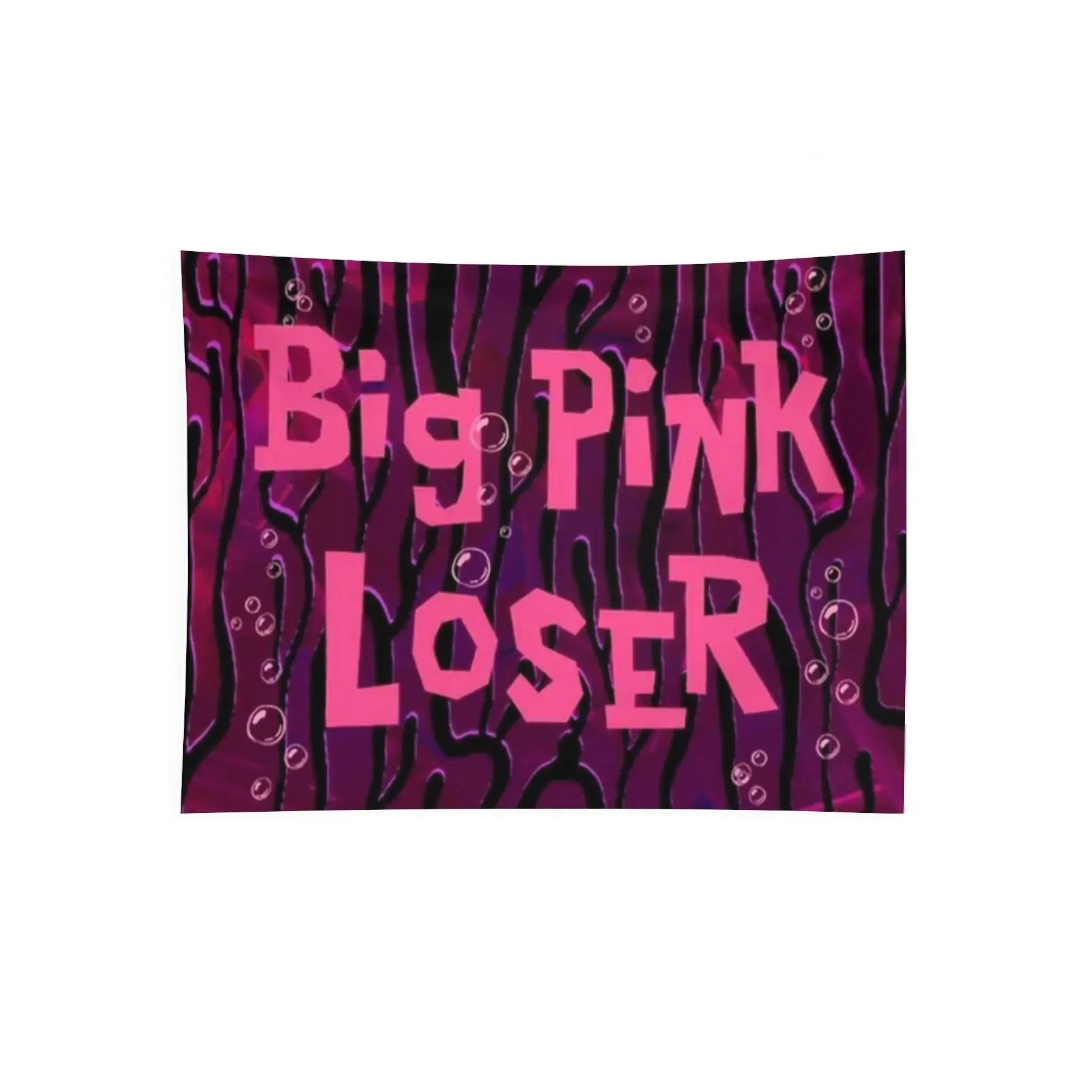 Big Pink Loser Funny Meme Wall Tapestry, Bold Retro Cartoon Text Bubblecore Y2K Bedroom Dorm Wall Decor