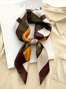 1pc color matching plaid pattern square scarf, Boho style scarf, silky feel, light and breathable, multi-functional use, headscarf, shawl, headband, available in spring, summer and autumn, suitable for beach parties, daily travel