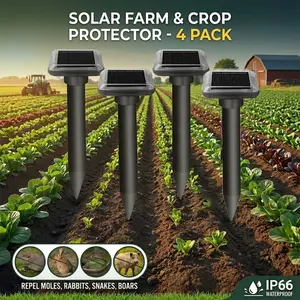 2026 Solar Animal Repeller – Ultrasonic Pest Deterrent for Garden & Yard, 5-Mode Motion Sensor, LED Flash & Alarm, IP55 Waterproof, Humane Cat, Dog & Rodent Control
