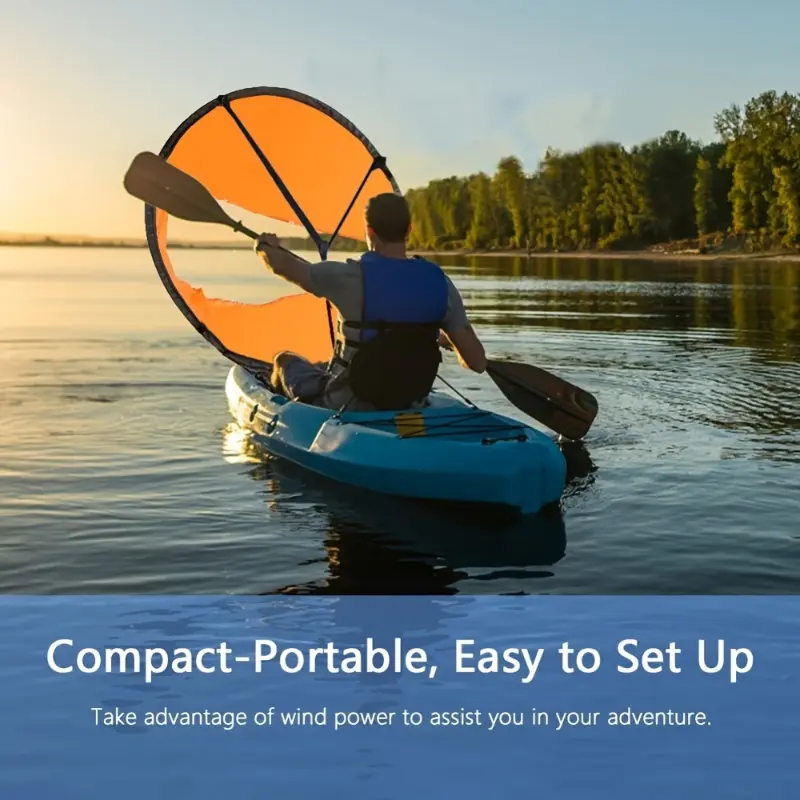 Foldable Kayak Wind Sail Kit, Blue PVC Downwind Sail, Compact & Portable with Universal Fit for Boats and Canoes, Valentine's Day