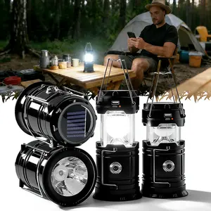 ISUNMEA 4-pack Camping Essential Light, LED flashlight for power outages, emergency tent light, hurricane survival gear and supplies, battery-powered light, Waterproof Solar USB Rechargeable LED Flashlight