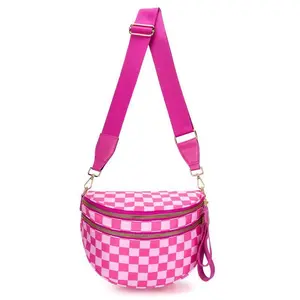 Black and White & Lovely Color Checkered Nylon Bum Bag - Minimalist Purse  Detachable Strap & Coin Pouch - Perfect for Work & Weekend Crossbody Fanny Pack
