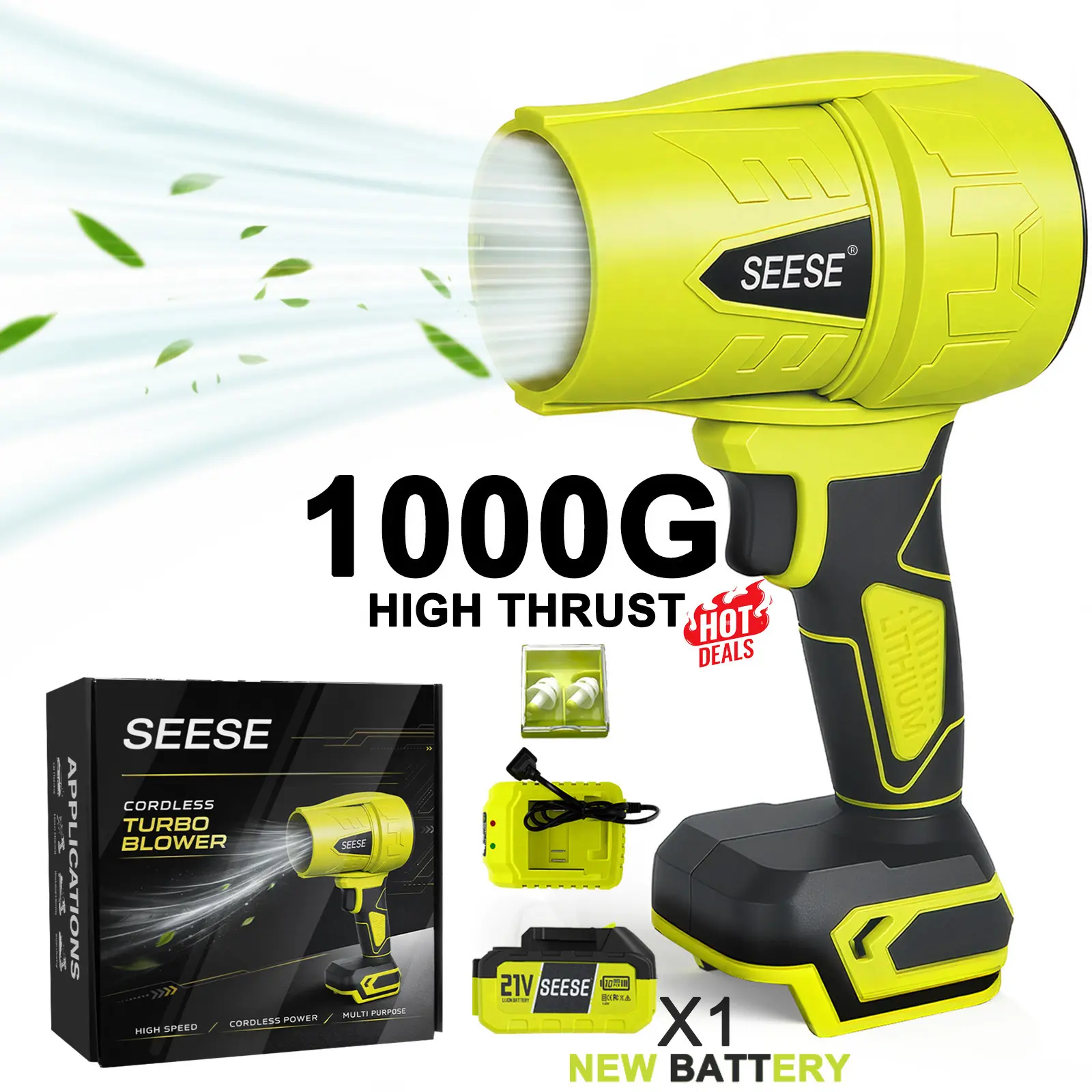 SEESE Cordless Leaf Blower - Violent Turbo Handheld Snow Blower, Lightweight Design, Gardener,Garden Mainte,Car Owner,Suitable for Car Drying After Wash & Outdoor Use Holiday gifts