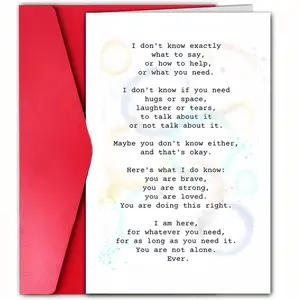 Greeting Card with Envelope, 1 Count Sincere Condolence Card, Universal Encouragement Card for Family, Friend, Parents, Neighbors, Positive Message Card