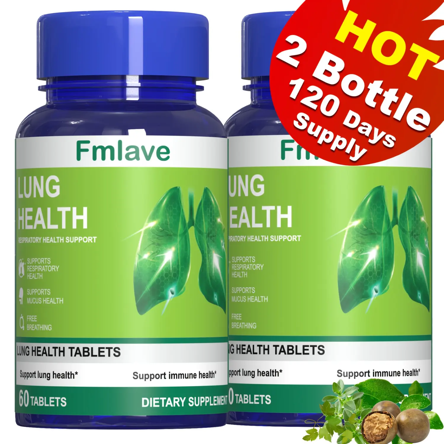 Herbal Lung Health Supplement Respiratory Support Herbal Extract Immune Support 60 Tablets