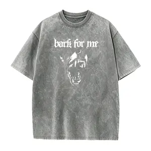 Casual Short-Sleeve Round Neck Cotton Vintage Graphic T-Shirt, Retro Barking Dog Design, Adult Humor Sarcastic Flirty Quote Clothes