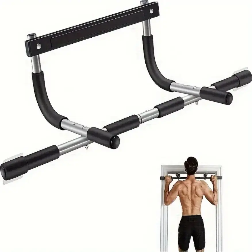 Adjustable Pull Up Bar for Door Frame, Sturdy Steel Workout Bar with Comfortable Sponge Grips for Home Gym, Unisex Chin-Up & Dips Station, No Screws, Gym Stuff, Steel Sponge, Resistance Training, Bodyweight Gym