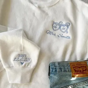 Personalized Bride Embroidered Sweatshirt, Custom Future Mrs. Crewneck with Last Name & Date, Engagement Gift for Bride