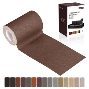 Self-Adhesive Vinyl Leather Patches Tape - Brown 3x61in Durable Adhesive Waterproof Dressmaking Fabric for Home Furniture, Car Seats, No-Residue, Noresidue