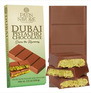 Dubai Chocolate Bar Pistachio – 3.5 oz Dessert with Pistachio Cream & Kataifi Filling | Gourmet Dubai Chocolate Filling | Elegant Gift Chocolate