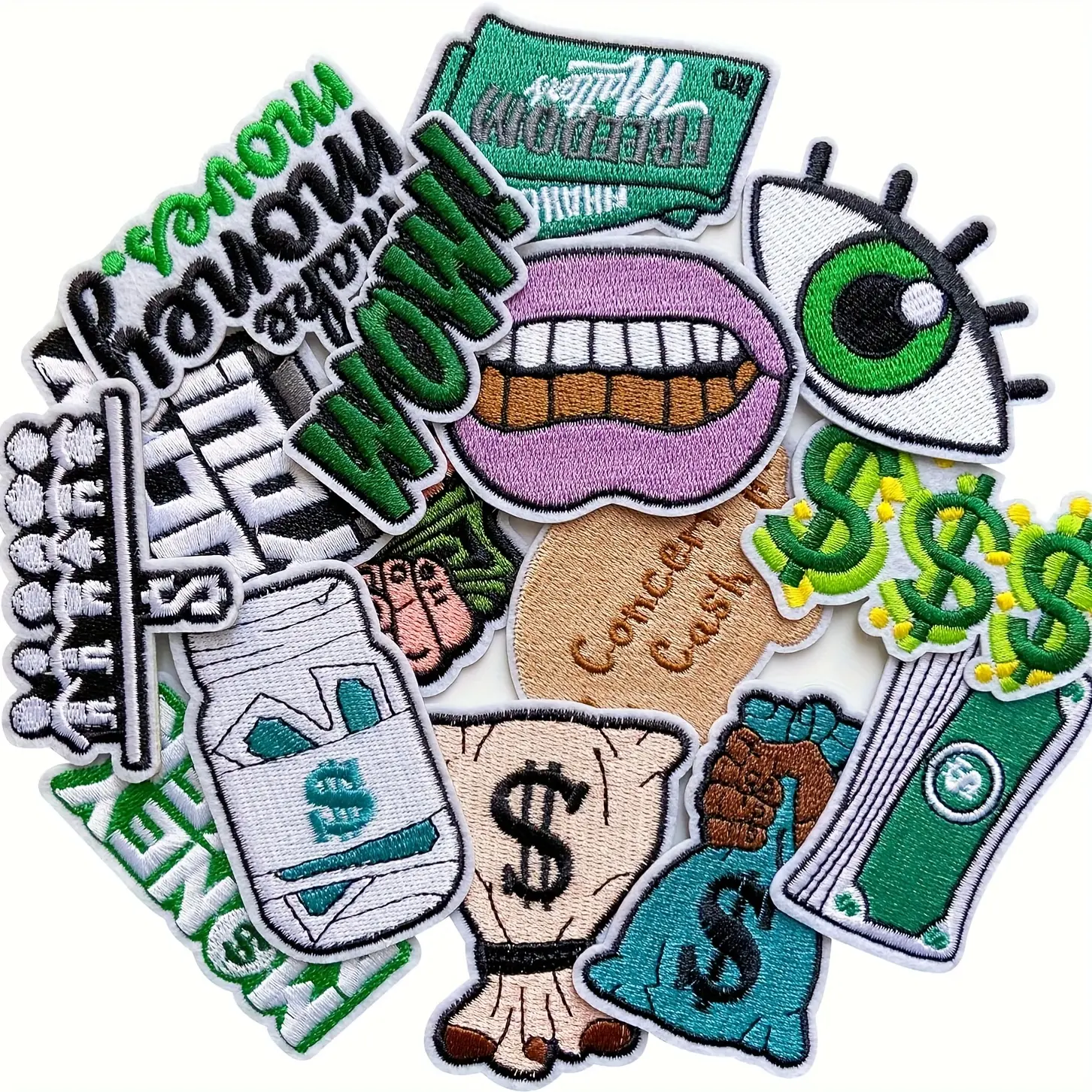 15pcs Money Theme Polyester Iron-On Patches - USD Dollar Sign Applique, High-Quality Dressmaking/Cotton Fashion Accessory for Bag Decoration, Entrepreneur Gift, Entrepreneurs, Embellished Applique