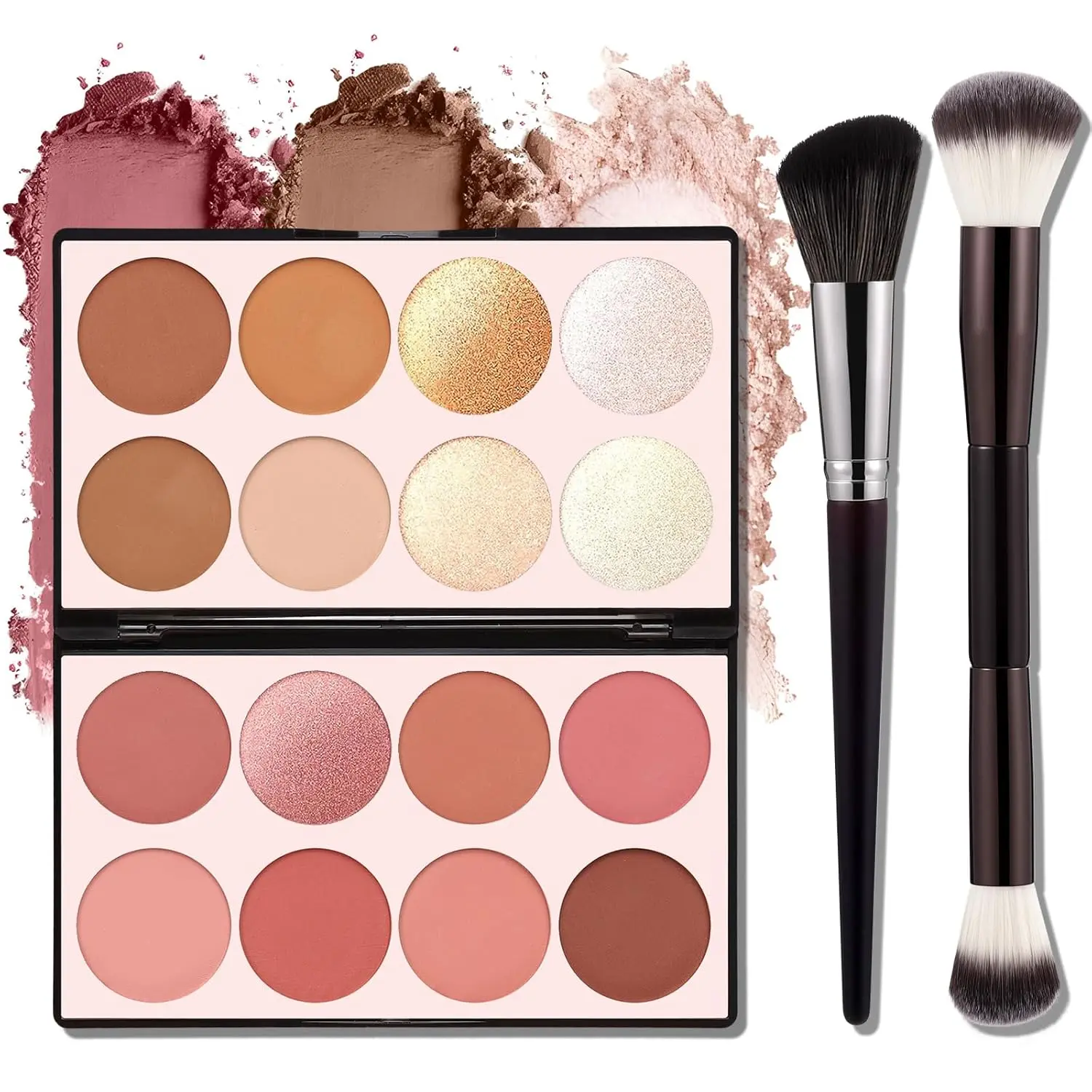 All-in-One Contour Palette Makeup Kit – Blush, Bronzer & Highlighter Powder, Blendable Long-Lasting Face Contour Palette for All Skin Tones