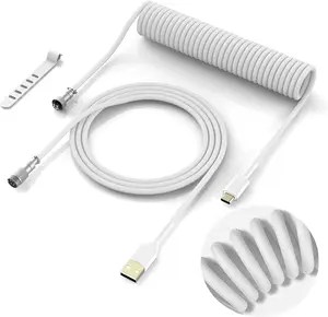 Womier Coiled Keyboard Cable - Detachable Aviator Coiled Cable for Mechanical Gaming Keyboard, Type C to USB A