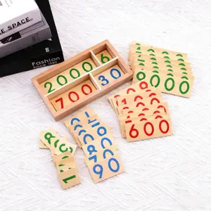 Wooden Number Cards Set 1-9000, Educational Toy for Math Learning, Includes 9 Pieces Per Thousand, Hundred, Ten, One, Math Learning Tools, Ideal for Holidays