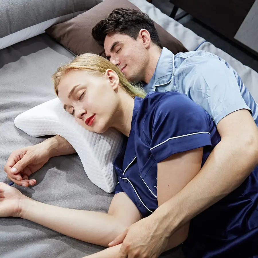 1count Sleeping Pillow Couple Pillow Arm Pillow Slow Rebound Pressure Cuddle Pillow Ergonomic Memory Foam Travel Arched Shaped U Pillow