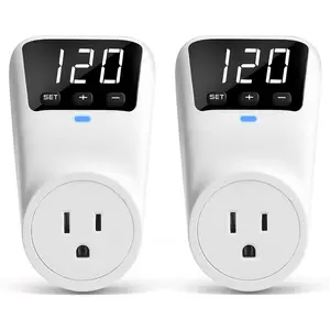 Surge Protector, 1800W Wall Surge Protector for Refrigerator, TV, PC, Home Appliance, Voltage Regulator with LED Display Screen, Adjustable Voltage Protector, 15A, 120V, 2 Pack