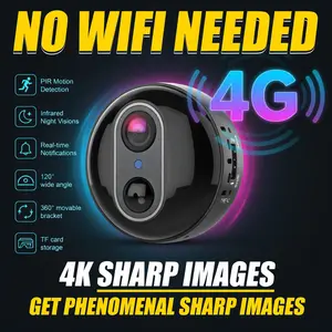 Q3-mini camera4K, Security Camera, 4G LTE Camera, Wireless Camera With Infrared Night Vision, Rechargeable Battery, Intelligent PIR Human Detection, Cloud Storage, Two-way Voice Communication, No Need For Wi-Fi, No Need For Power Plug