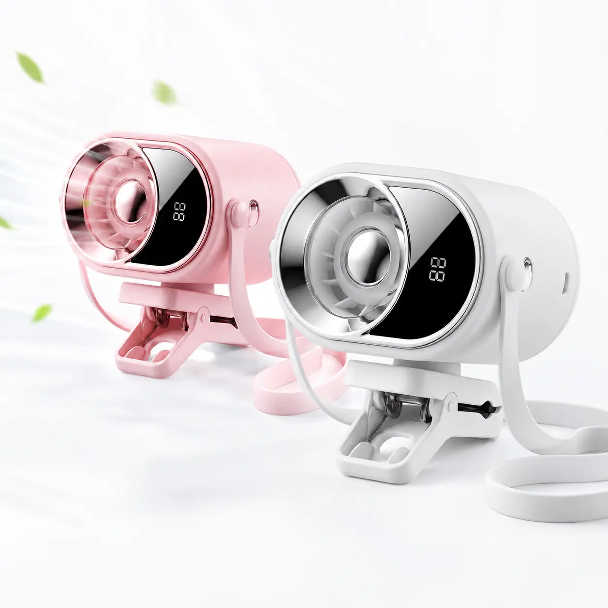 Portable Clip-On Fan with Digital Battery Display, Rechargeable Mini Personal Fan with 4 Speeds, 360° Rotation, Type-C Charging, Lanyard & LED Light for Stroller, Desk, Car, Umbrella, Camping and Travel