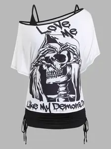 Women's Plus Size Halter Top T-Shirt Streetwear, Sleeveless, Sexy Shoulder-Exposed Design, Two-Piece Set, Fashionable Upper Garment, Trendy Choice