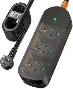 Crystal Clear Power Strip,IPX6 Grade Waterproof Surge Protector with 3 AC Outlets,5FT Heavy Duty Extension Cord for Indoor Outdoor Cover
