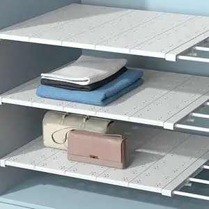 1pc Wardrobe Shelf Layer Rack, Adjustable Storage Organizer for Cabinets, Kitchen Bathroom Use, Expandable Dividing Shelves