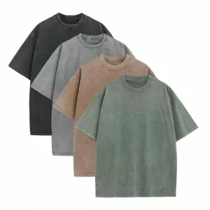 3/4 Pack Oversized Tshirts Unisex Gym Vintage Heavyweight T Shirts Cotton Workout Acid Wash Baggy Tees