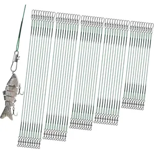 Stainless Steel Fishing Leaders with Swivels Snap Connect Kit, 50pcs/set High Strength Fish Line Wire Leaders for Fishing, Fishing Equipment, Fishing Wire Leader Line for Lure Bait Rig Hooks, Fishing Tackle Kit