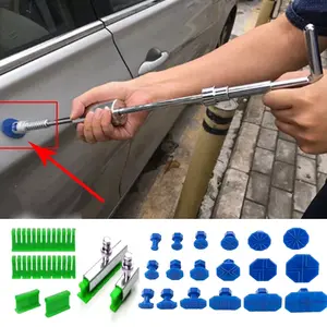 Long T bar Car Body Slide Hammer Set Car Body SlideHammer Paintless Dent Repair Tool Puller Lifter Hail Removal Tool Ket with 18tabs DIY
