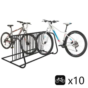 Bike Rack 10-Bike Capacity, 61" Floor Bike Rack, Bicycle Parking Storage Holder, Double-Sided Bicycle Storage Stand for Garages, Stores, Schools & Universities Power Coated Steel