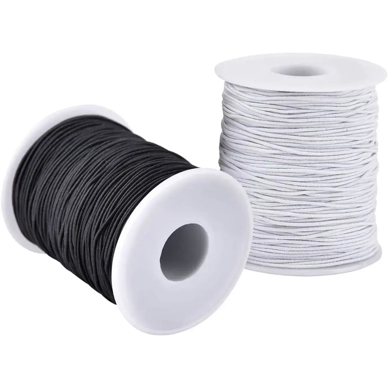 Jewelry Making Elastic Thread - 2 Rolls 1mm Long-Lasting Rubber Cord, Easy to Cut for Bracelets, Necklaces, All Ages Fashion Accessory Beading Supplies (Black and White), Sturdy, Beads Making, Two Colors
