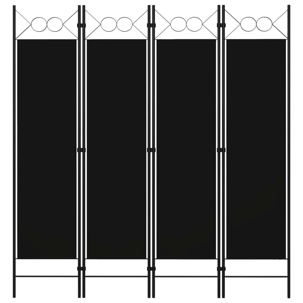 vidaXL Room Divider, 4 Panel Folding Privacy Screen for Room Separation, Freestanding Room Divider for Office, Industrial Modern Style, Black 320705